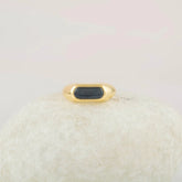 Sapphire Ring - Signet Ring for Women - Genuine Blue Sapphire Gemstone 925 Ring - September Birtstone - Every Day Ring - 5x12mm Oval Ring